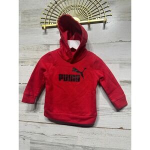 Puma Hoodie Boys 6-9M Red Logo Graphic Fleece Pullover EUC